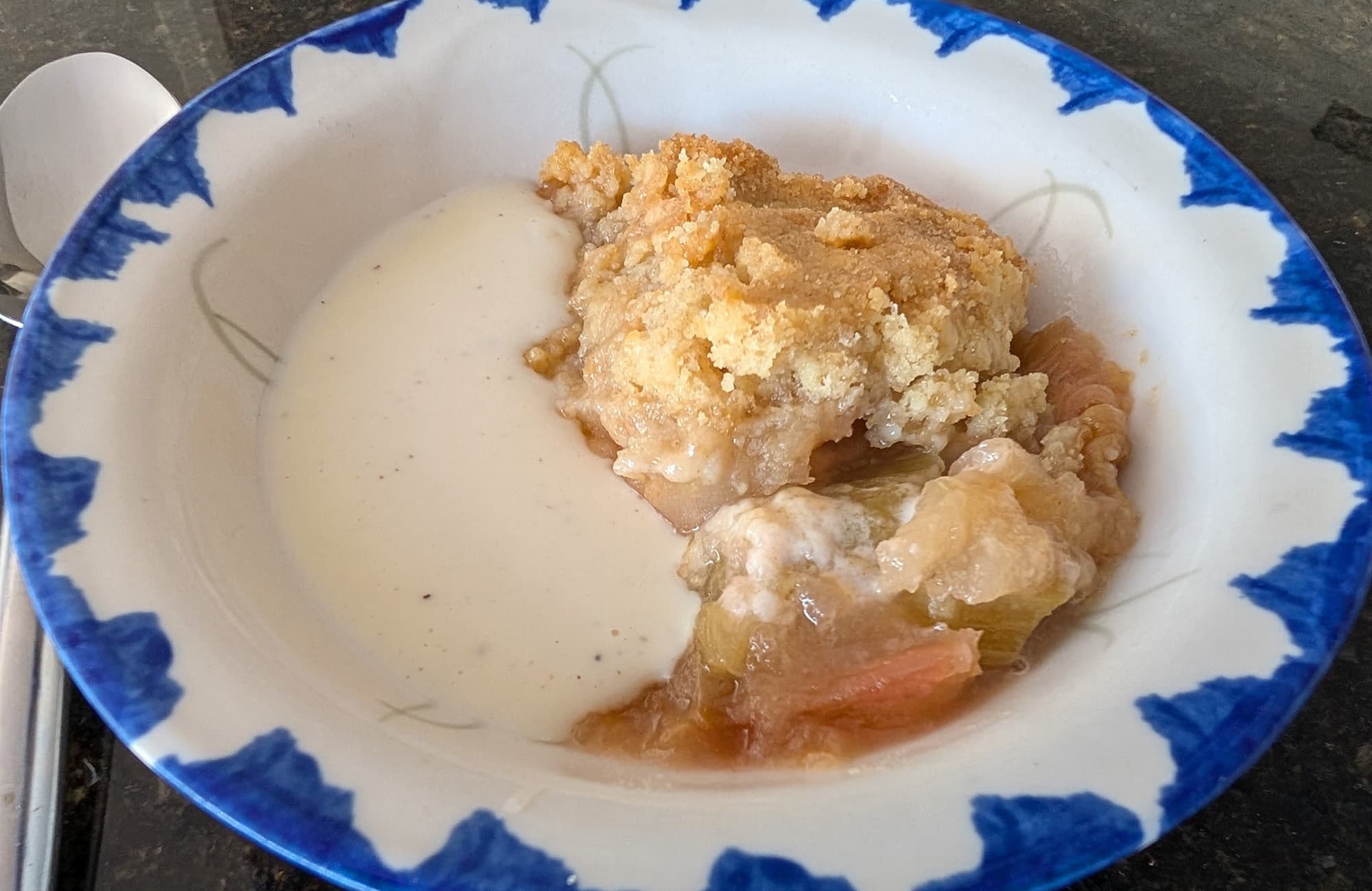Rhubarb Crumble and Custard — finished dish