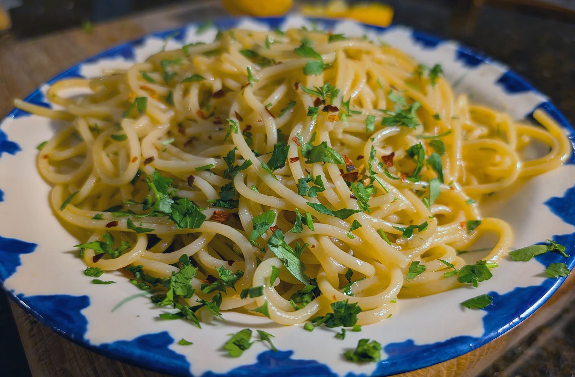 Spaghetti Aglio e Olio — finished dish